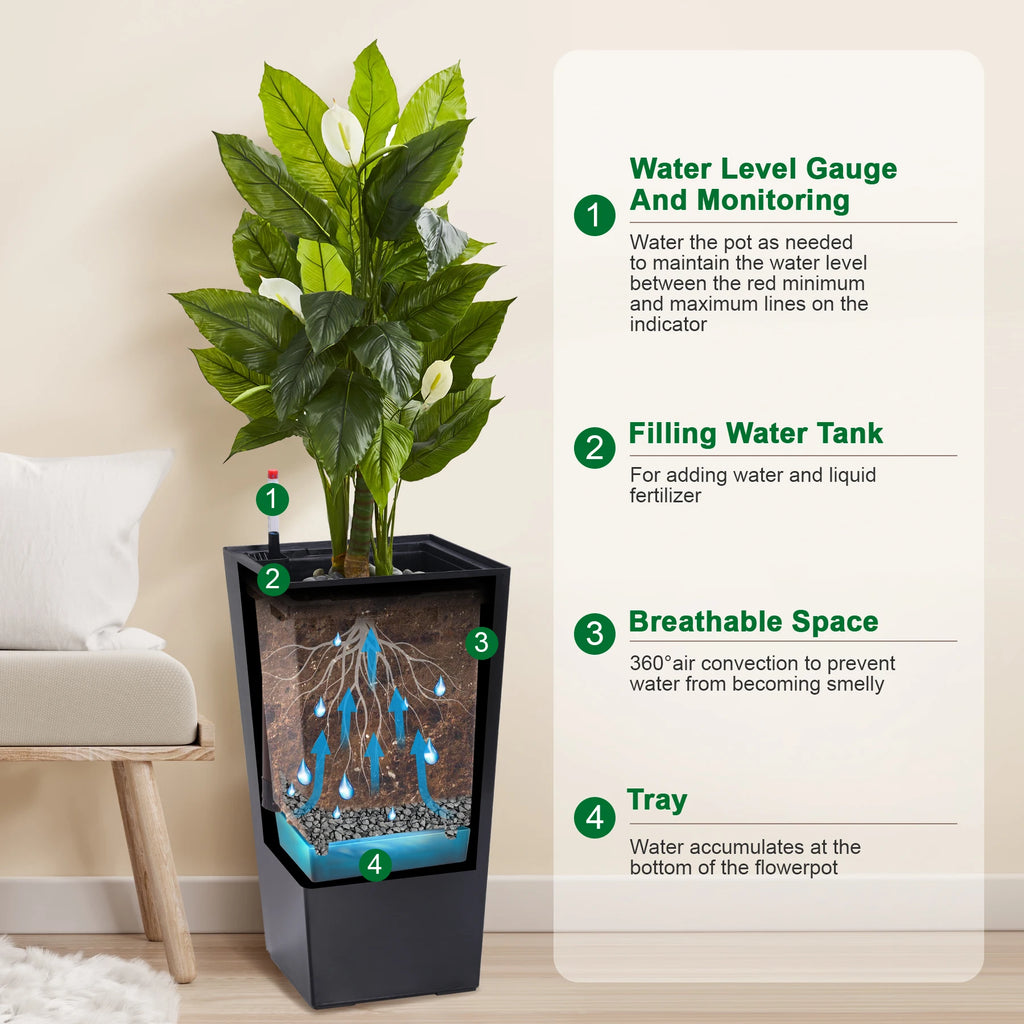 Self-Watering Tall Planter (Set of 2)
