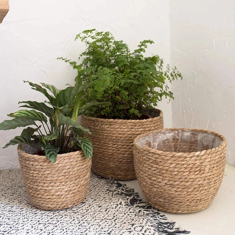 Woven Grass Planter Basket