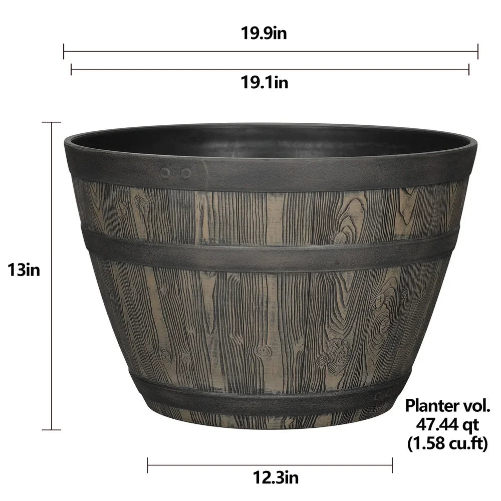 Rustic Whiskey Barrel Planter (20")