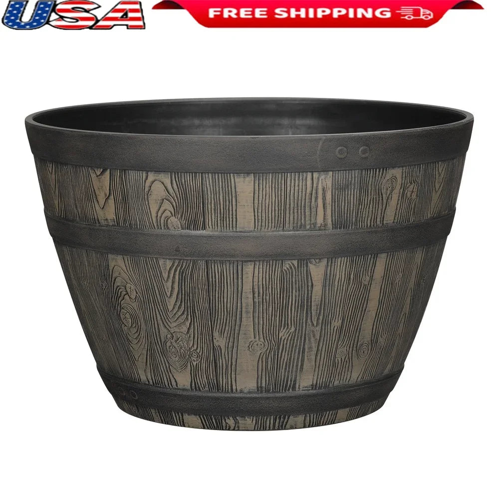 Rustic Whiskey Barrel Planter (20")